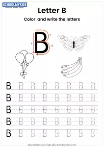 Color and Write the Letter B