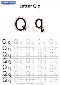 Letter Q Tracing - Capital And Lowercase Alphabet Tracing