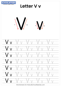 Letter V Tracing - Capital And Lowercase Alphabet Tracing