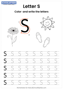 Color and Write the Letter S