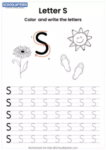 Color and Write the Letter S