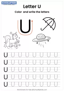 Color and Write the Letter U