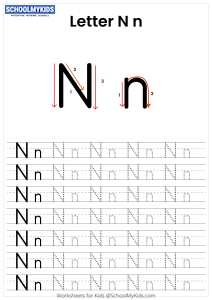Letter N Tracing - Capital And Lowercase Alphabet Tracing