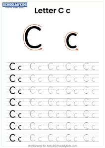 Letter C Tracing - Capital And Lowercase Alphabet Tracing
