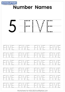 Tracing Number Words - Number 5