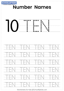 Tracing Number Words - Number 10
