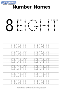 Tracing Number Words - Number 8