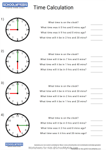 Calculating Time - Time Word Problems