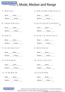 Mean, Median, Mode and Range