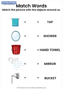 Matching Words to Pictures - Washroom Vocabulary