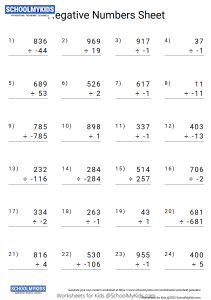 Negative Numbers Division