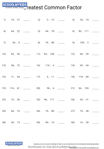 Greatest Common Factor (GCF) Live Worksheets - Factors And Multiples ...