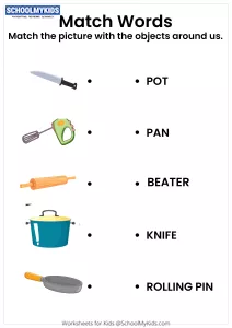 Kitchen Words- Matching Words to Pictures