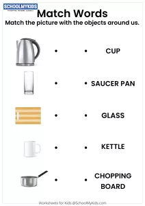 Kitchen Vocabulary Matching Words And Pictures
