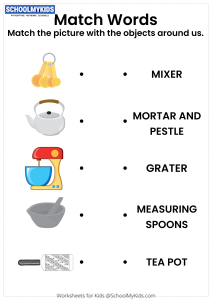 Match the Kitchen Words to the Pictures