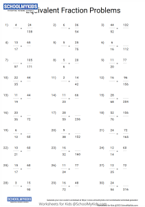 Equivalent fractions finding the missing number