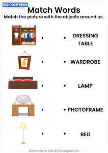 Matching Words to Pictures - Bedroom vocabulary