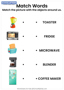 Matching Words to Pictures - Kitchen Vocabulary