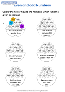 Odd and Even Three digits Numbers - Reading statement and Colouring