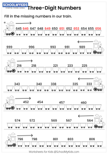 Three - Digit Numbers - Write Missing Numbers worksheet for Second ...