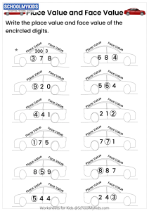 3-Digit Numbers Place Value and Face Value