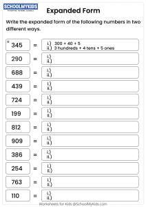 Two Ways Expanded Form - Three Digit Numbers