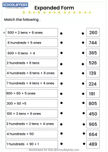 Match 3-digit numbers with Expanded Form