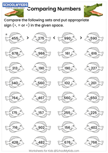 Comparing 3-digit Numbers - Greater than and Lesser than