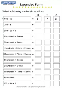 Writing Three Digit Numbers for given Expanded Form