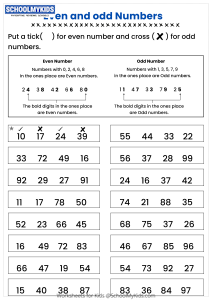 Tick and Cross - Even and Odd Numbers Activity