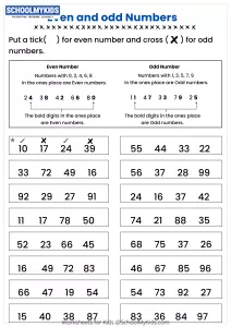 Tick and Cross - Even and Odd Numbers Activity