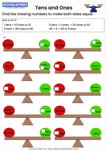 Missing numbers Tens and Ones