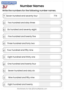 3-Digit Numbers for the names
