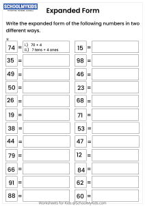 Write numbers in expanded form