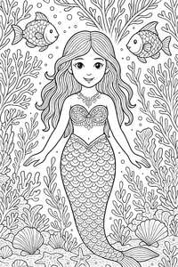 Mermaid Under the Sea Advanced Coloring Page