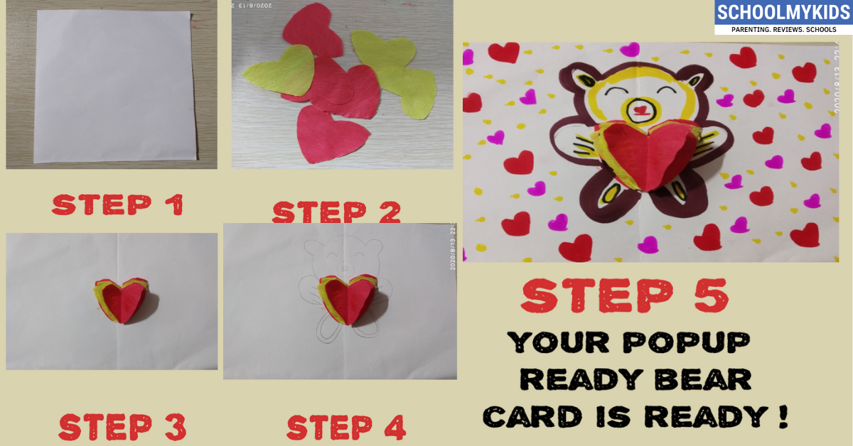 Easy Bear Heart Pop-up card