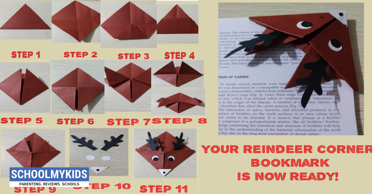 Easy Origami Reindeer Corner Bookmark