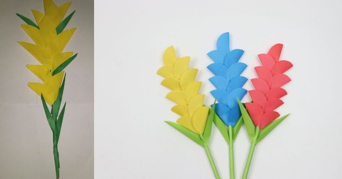 How to Make Heliconia Flower with Colour Paper