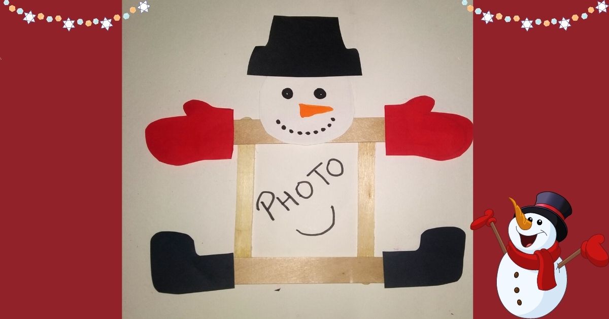 Adorable Snowman Popsicle Stick Photo Frame