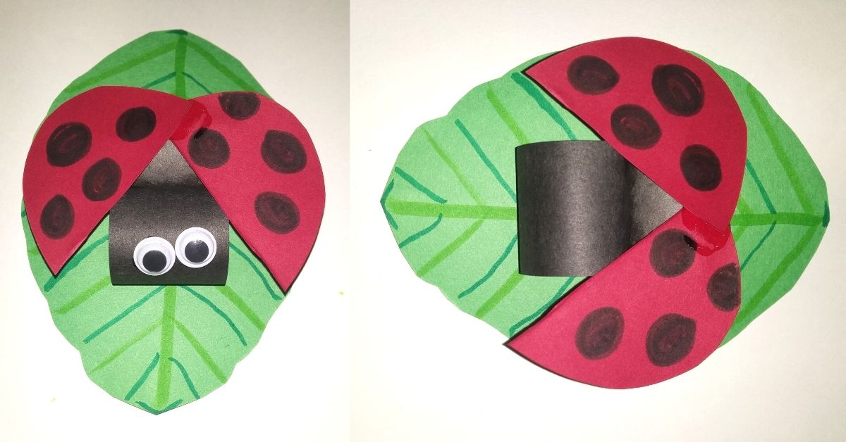 Construction Paper Ladybug on a Leaf Crafts for Kids