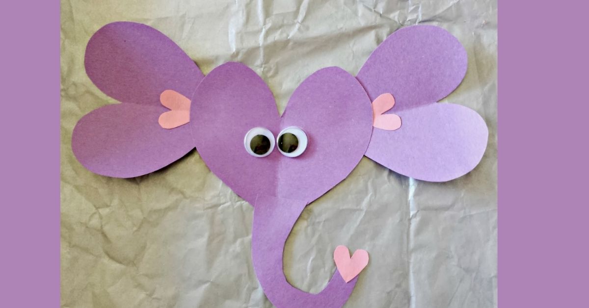 Valentines Day Elephant Craft for Kids – Heart Elephant Paper Craft